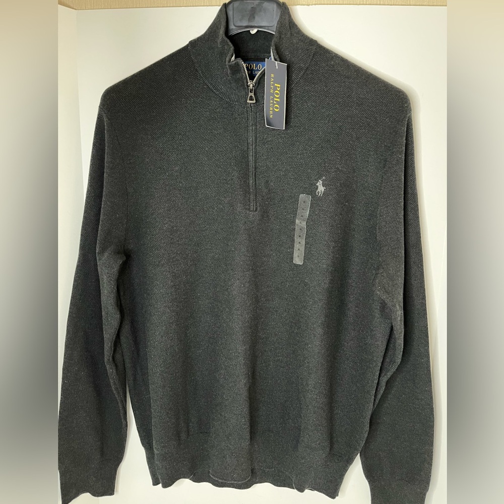 Polo Ralph Lauren 100%Cotton Mélangeeffect Quarterzip Long Sleeve Pullon Sweater